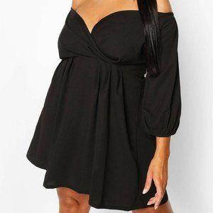 Women's Plus Off The Shoulder Mini Dress Black